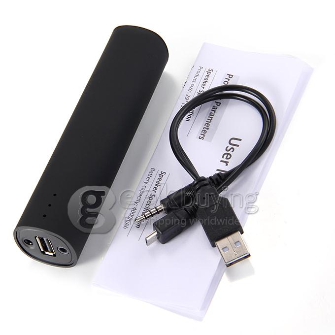 3 IN 1 Portable 4000mAh Power Bank Battery Charger + Speaker + Stand for Smartphone - Black