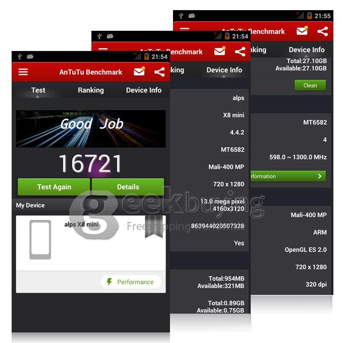 Iocean X8 Mini MTK6582 Quad Core 1.3GHz 5.0 Inch Smartphone Android 4.4.2 1GB RAM 16GB ROM HD IPS Screen OTG - White