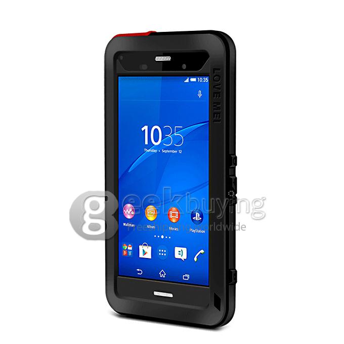Lovemei Aluminum Powerful Shockproof Gorilla Glass Metal Case Protective Cover for SONY Xperia Z3 - Black