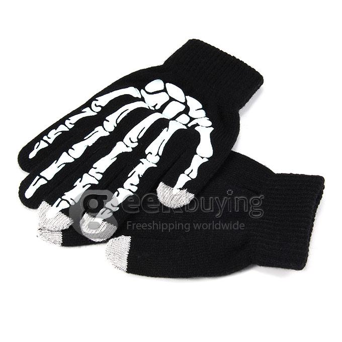 Unisex Magic Skull Capacity Touch Screen Gloves Texting Stretch Winter Knit for Smartphone Iphone Tablet - Light Blue
