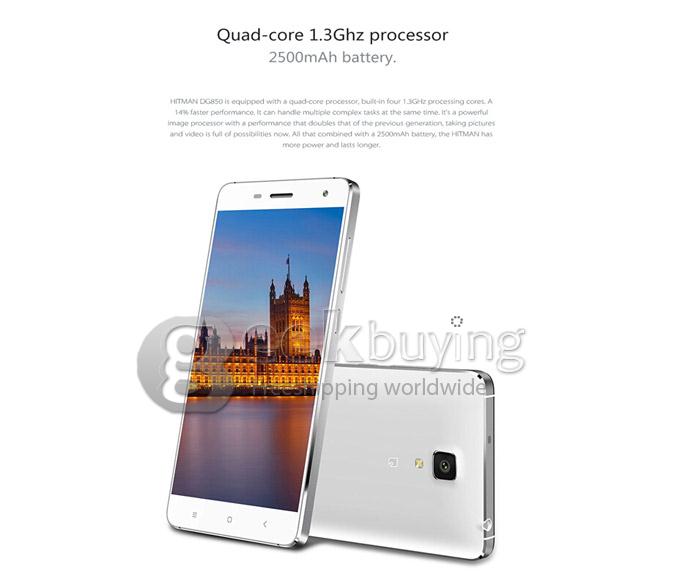 DOOGEE Hitman DG850 MTK6582 Quad Core 5.0inch Smartphone Android 4.2 1GB 16GB ROM 13.0+8.0MP Camera MI4 Style IPS OGS - White