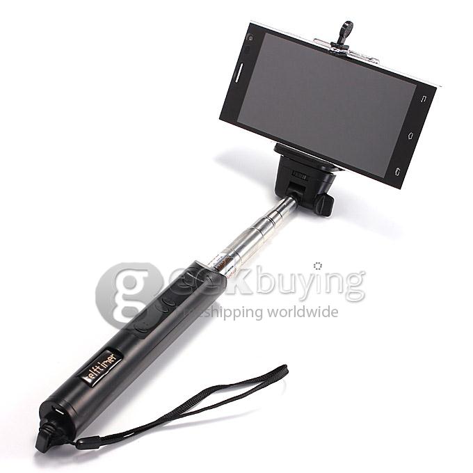 Extendable Stretch Wireless Bluetooth Self Camera Monopod Handheld Selfie Stick Support Remote Shutter (110cm) - Black