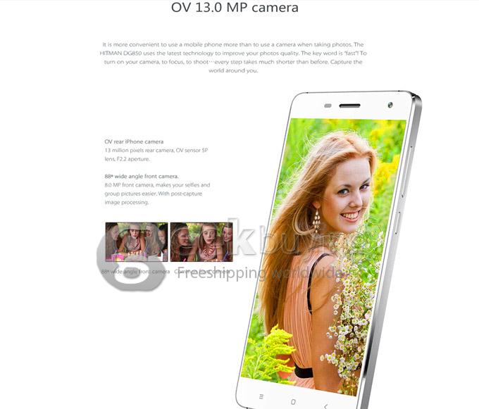 DOOGEE Hitman DG850 MTK6582 Quad Core 5.0inch Smartphone Android 4.2 1GB 16GB ROM 13.0+8.0MP Camera MI4 Style IPS OGS - White