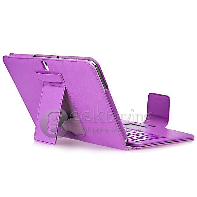 New Bluetooth Keyboard Case Cover Touchpad for Samsung Galaxy Tab 3 4 10.1 Inch Tablet - Purple