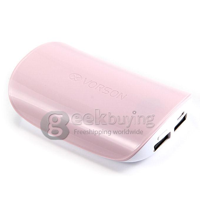 Vorson Shell Dual USB 6000mAh Power Bank External Battery 1.2A for iPhone iPad Smartphone Tablet - Pink