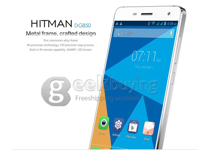 DOOGEE Hitman DG850 MTK6582 Quad Core 5.0inch Smartphone Android 4.2 1GB 16GB ROM 13.0+8.0MP Camera MI4 Style IPS OGS - White