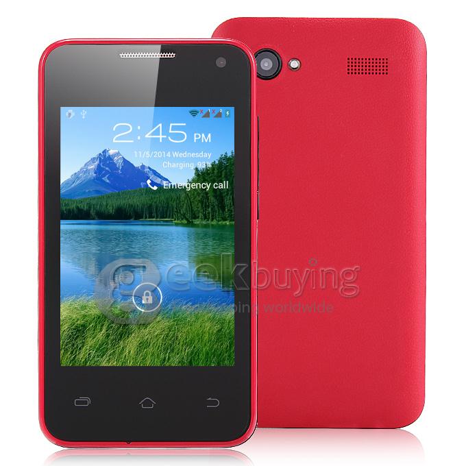 H-mobile F3 MTK6572 Dual Core 1.0GHz Smartphone 3.5Inch 2.0MP Android 4.2 OS Bluetooth WIFI with Leather Sheath - Red