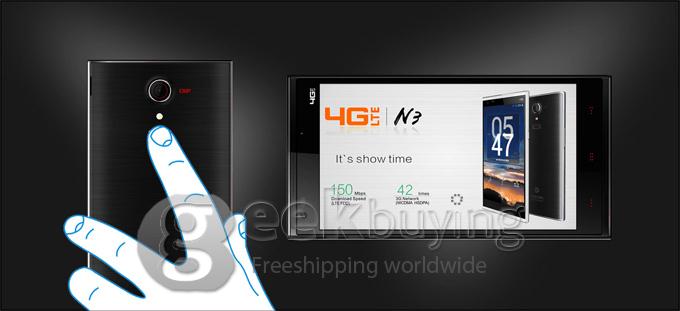 KINGZONE N3 5.0Inch IPS HD MTK6582 Quad Core 1.3GHz Smartphone Android 4.4 1GB 8GB 13.0MP 8.0MP NFC Fingerprint Identification FDD-LTE 4G - White