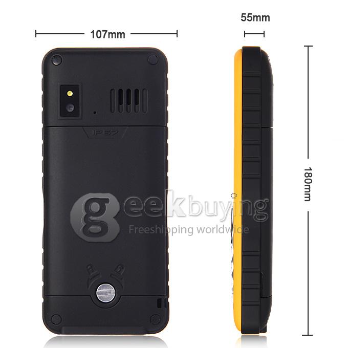 AGM Stone 2 IP67 Waterproof Dust Resistant Shock Resistant Flashlight FM Dual SIM Cards GSM Cell Phone - Yellow