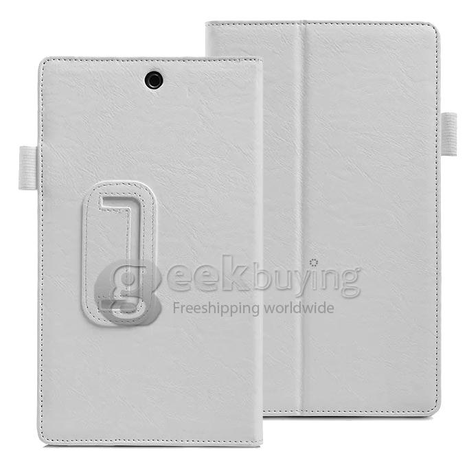 Wake/Sleep Ultra-Thin Fold Leather Case Cover for Sony Xperia Z3 Tablet Compact - White