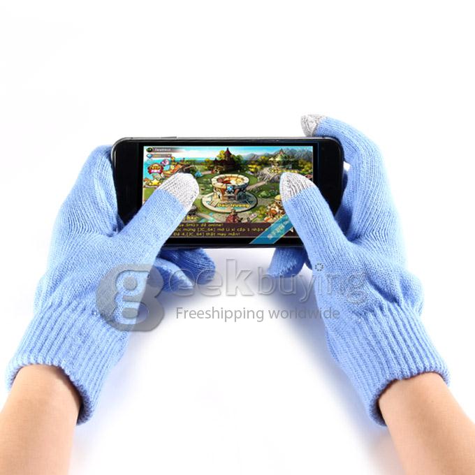 Unisex Magic Capacity Touch Screen Gloves Texting Stretch Winter Knit for Smartphone Iphone Tablet - Blue