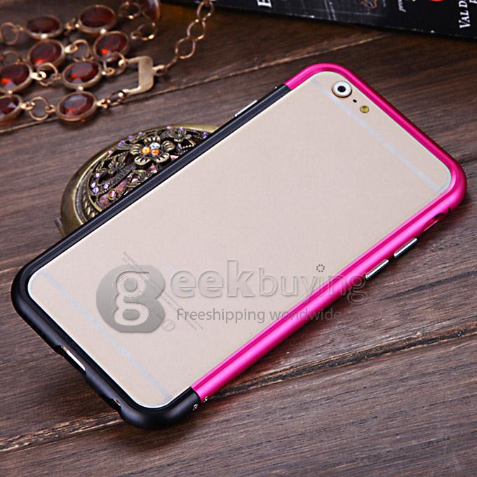 Ultra Thin Bicolour Aluminum Metal Bumper Back Case Cover for iPhone 6 4.7inch - Black&Rose