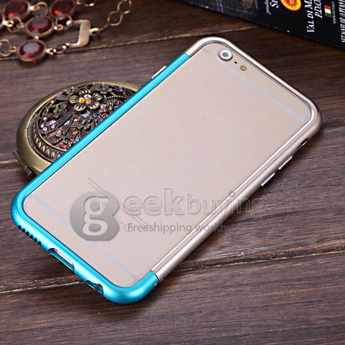 Ultra Thin Bicolour Aluminum Metal Bumper Back Case Cover for iPhone 6 4.7inch - Golden&Blue