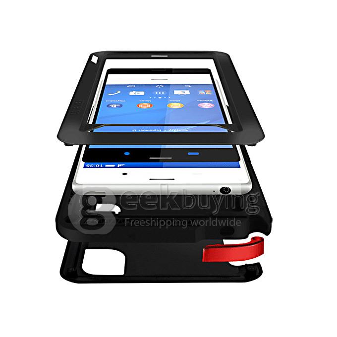 Lovemei Aluminum Powerful Shockproof Gorilla Glass Metal Case Protective Cover for SONY Xperia Z3 - Black