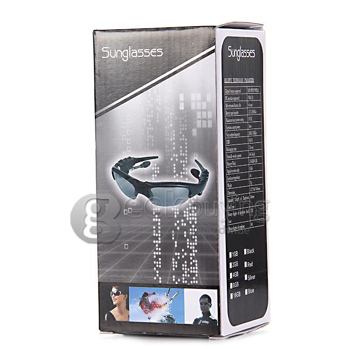 Stylish Sport Sunglasses 4GB MP3 Player 150mAh Li-ion Battery Sun Glass - Black