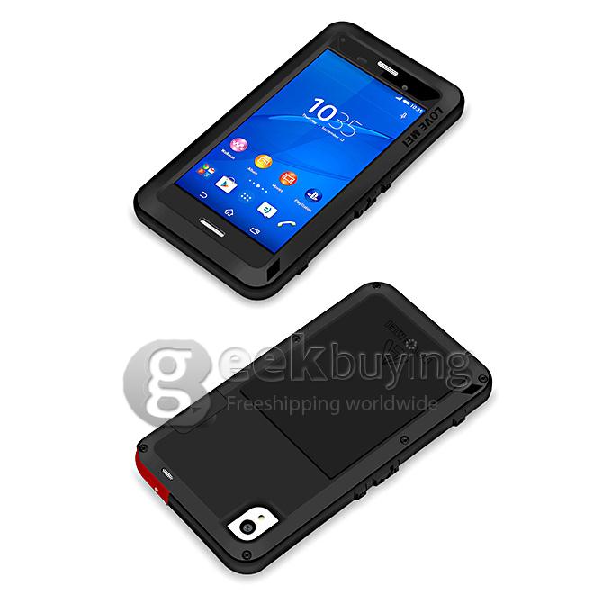 Lovemei Aluminum Powerful Shockproof Gorilla Glass Metal Case Protective Cover for SONY Xperia Z3 - Black