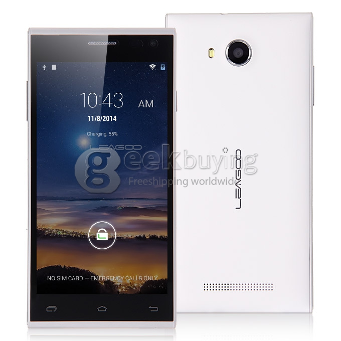 Leagoo Lead 5 MTK6582 Quad core 1.3GHz 5.0Inch Smartphone Android 4.4 1GB+8GB 8.0MP+3.2MP OGS IPS FWVGA 3G GPS - White