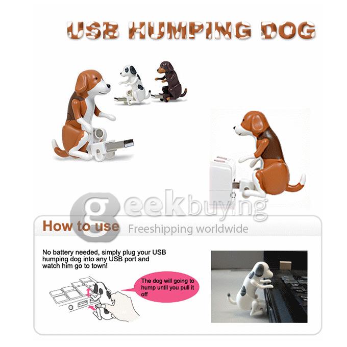 USB Powered Funny Cute Stress Relieving Humping Spot Dog Toy - Brown + Chocolate + White