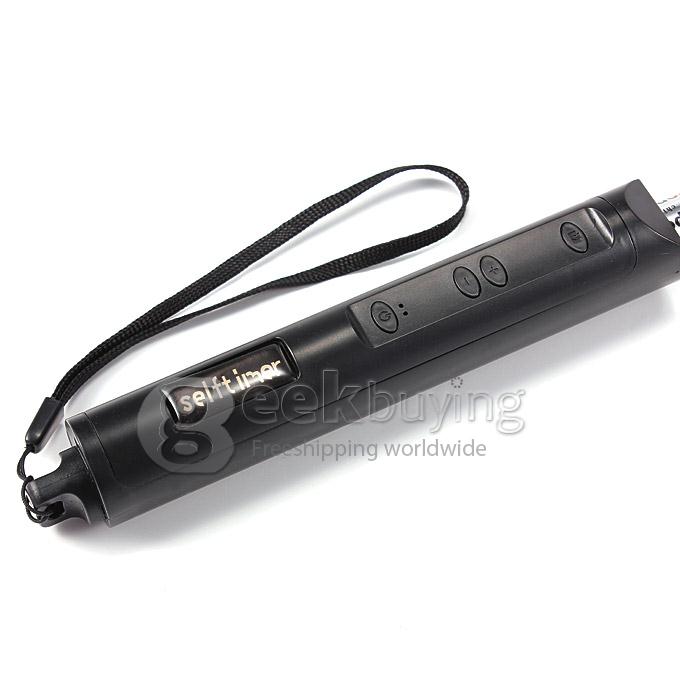 Extendable Stretch Wireless Bluetooth Self Camera Monopod Handheld Selfie Stick Support Remote Shutter (110cm) - Black