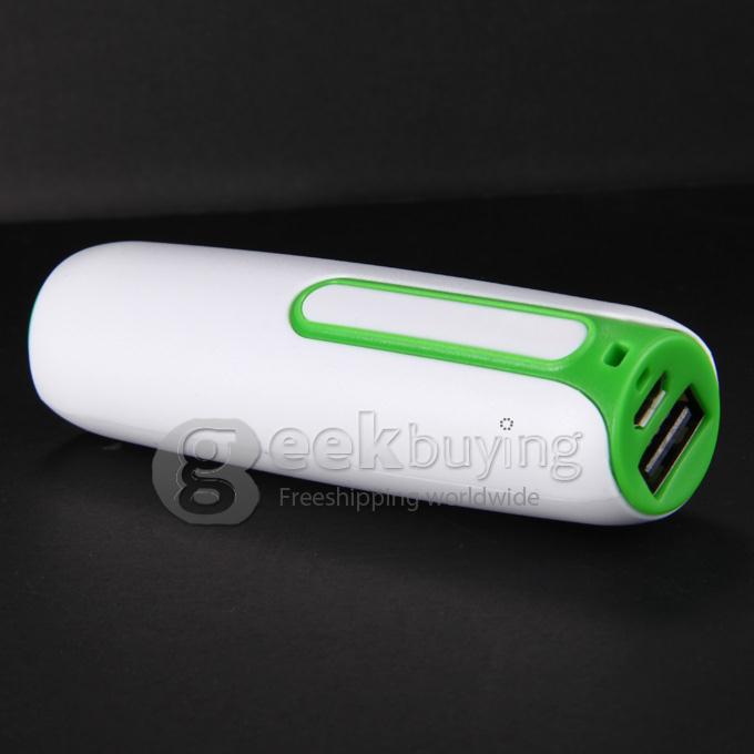 New 2600mAh Portable Mini Power Bank Tube External Battery for Smartphone Tablet iPhone iPad iPod - Green