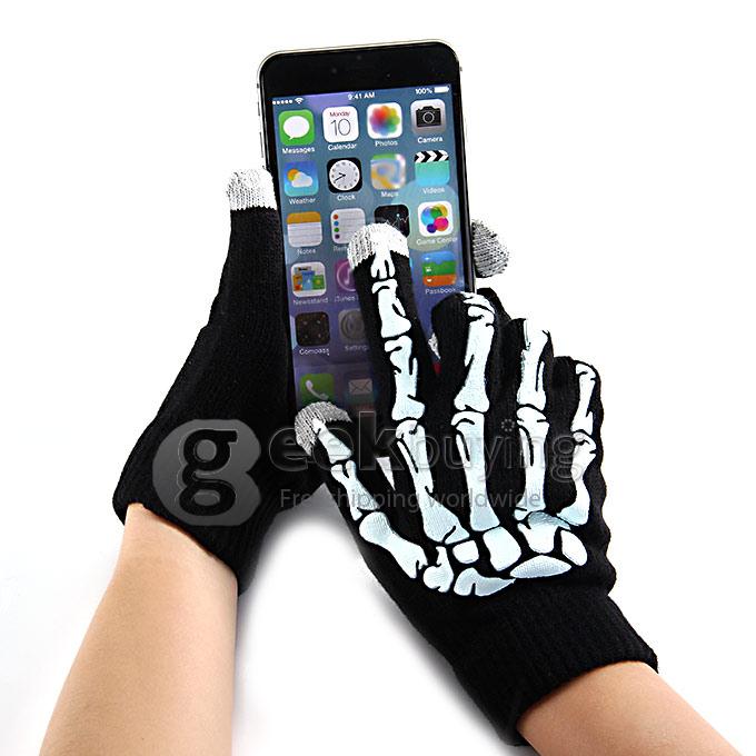 Unisex Magic Skull Capacity Touch Screen Gloves Texting Stretch Winter Knit for Smartphone Iphone Tablet - Light Blue