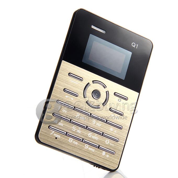 Qmart Q1 4.0mm Ultra Thin Slim 1.0 inch MTK Single Core Mini Pocket Card Cell Phone Bluetooth Built-in Battery - Golden