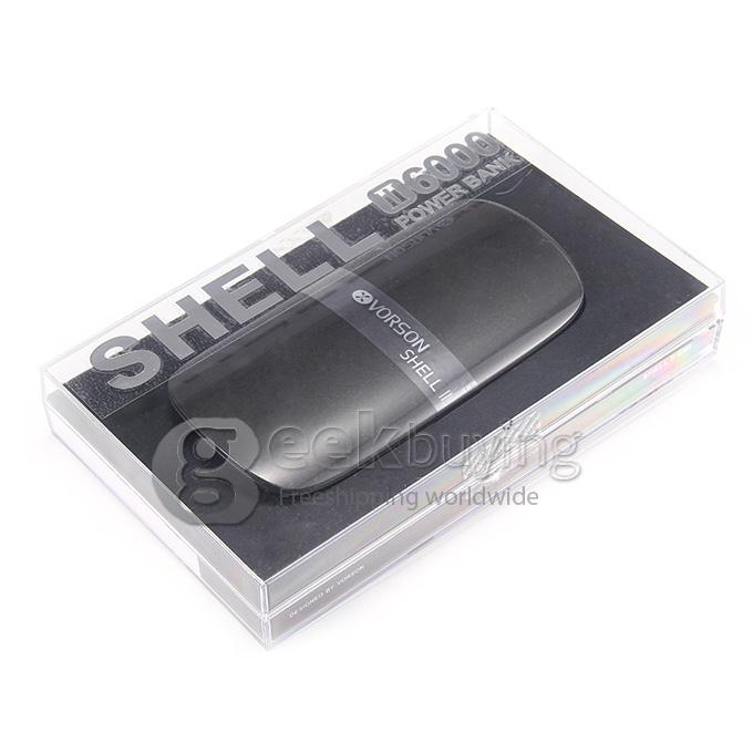 Vorson SHELL II 6000mAh USB Mobile Power Bank External Battery 2.1A for Smartphone Tablet - Black
