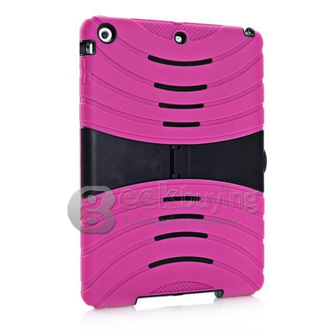 Shockproof Military Silicone Case Stand Holder Cover for Apple iPad Air 2 - Rose