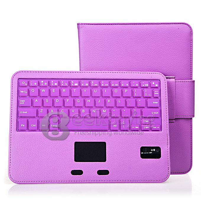 New Bluetooth Keyboard Case Cover Touchpad for Samsung Galaxy Tab 3 4 10.1 Inch Tablet - Purple
