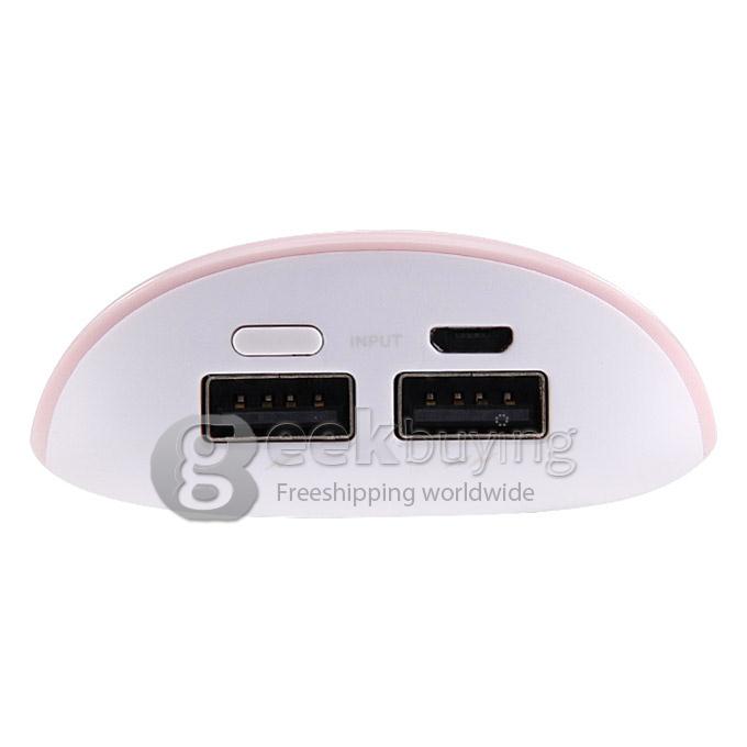 Vorson Shell Dual USB 6000mAh Power Bank External Battery 1.2A for iPhone iPad Smartphone Tablet - Pink