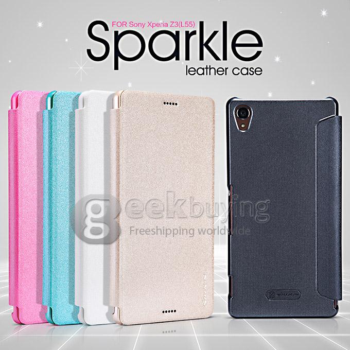 Nillkin Star Series PolyCarbonate Flip Stand Cover Leather Case for Sony Xperia Z3/L55 - Blue