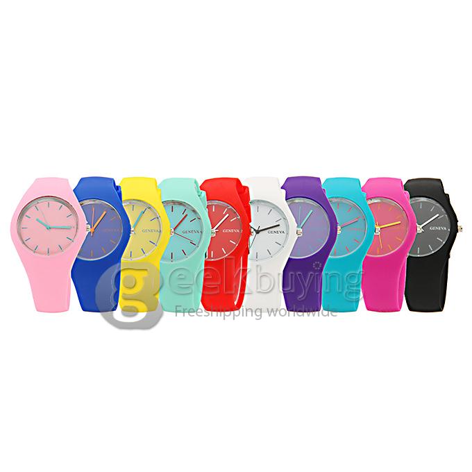 GENEVA Childern Fashion Jelly Style Rubber Band Analog Quartz Sport Watch - Shallow Blue