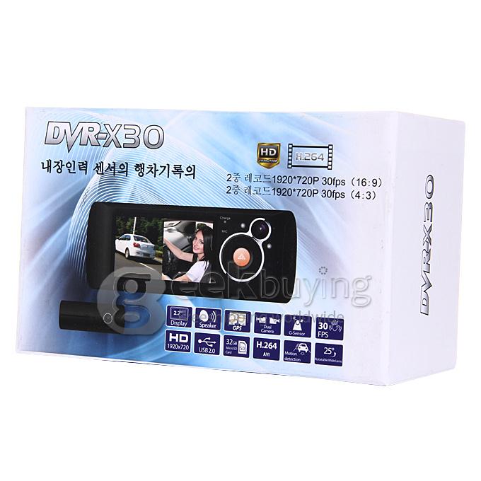 JWD R301-Z1 Zoran C12V Car DVR 2.7inch LCD Full HD 1080P 100 Degree Wide Angle Lens Car DVR with GPS - Black+Gray