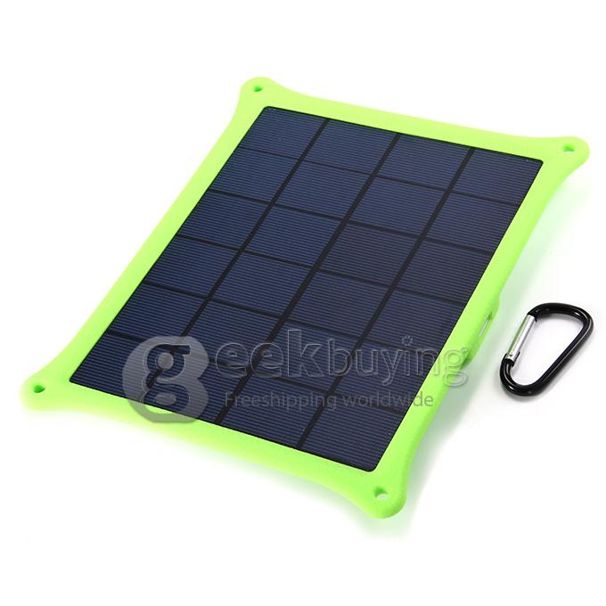 USB 5V 5W Solar Panel Power Bank Pack External Battery Charger for iPhone5S iPhone6 Smartphone Tablet - Green