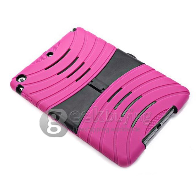 Shockproof Military Silicone Case Stand Holder Cover for Apple iPad Air 2 - Rose