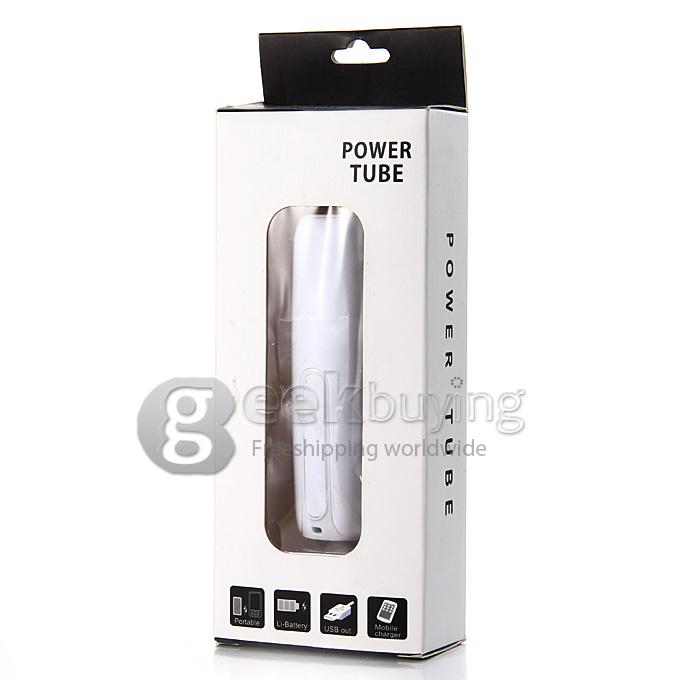 New 2600mAh Portable Mini Power Bank Tube External Battery for Smartphone Tablet iPhone iPad iPod - White
