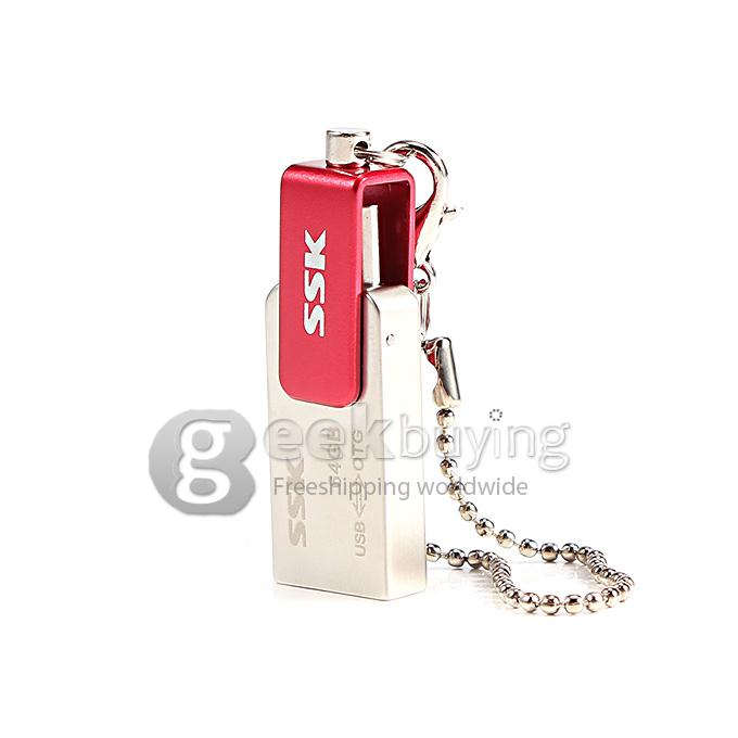SSK SFD239 64GB USB 2.0 + Micro USB OTG Flash Drive for Smart Phone - Silver