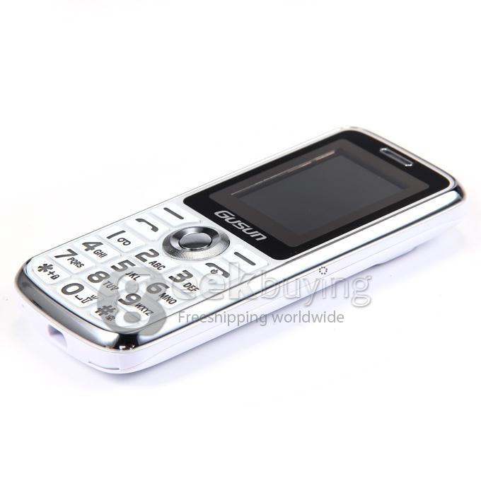 GUSUN F7 Ultra-thin MT6260M 0.3MP Flashlight Dual SIM Old Man Mobile Phone for Senior Citizen - White