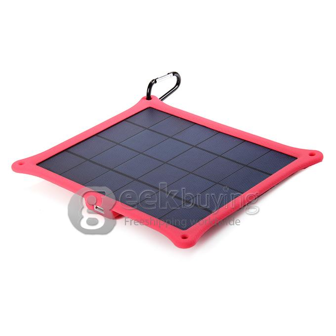 USB 5V 5W Solar Panel Power Bank Pack External Battery Charger for iPhone5S iPhone6 Smartphone Tablet - Red