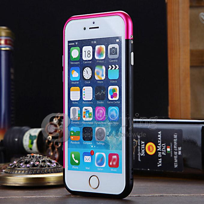 Ultra Thin Bicolour Aluminum Metal Bumper Back Case Cover for iPhone 6 4.7inch - Black&Rose