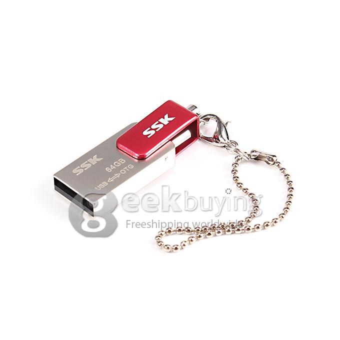 SSK SFD239 64GB USB 2.0 + Micro USB OTG Flash Drive for Smart Phone - Silver