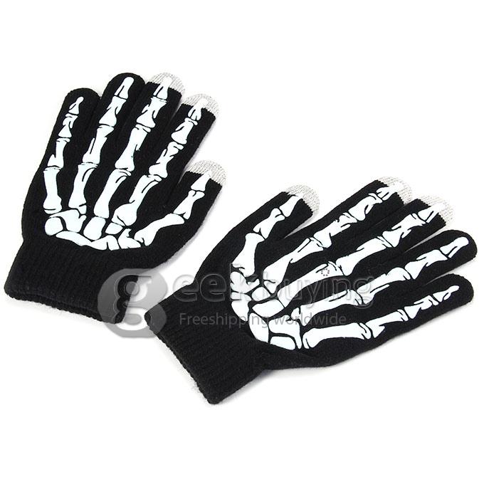 Unisex Magic Skull Capacity Touch Screen Gloves Texting Stretch Winter Knit for Smartphone Iphone Tablet - Light Blue