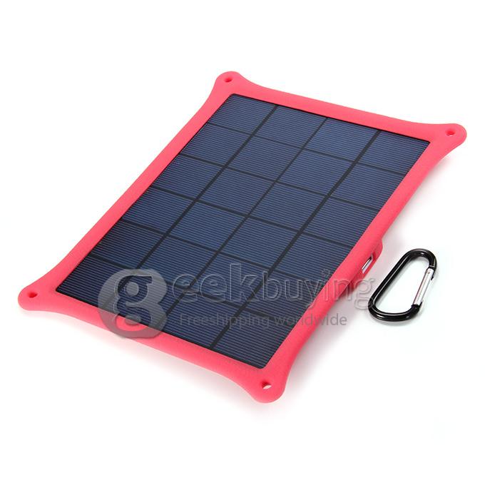 USB 5V 5W Solar Panel Power Bank Pack External Battery Charger for iPhone5S iPhone6 Smartphone Tablet - Red