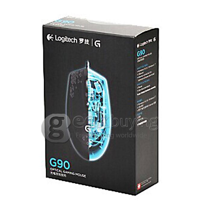 Logitech G90 USB 2.0 2500dpi Wired LED Optical Gaming Mouse for Computer Notebook TV Box - Black
