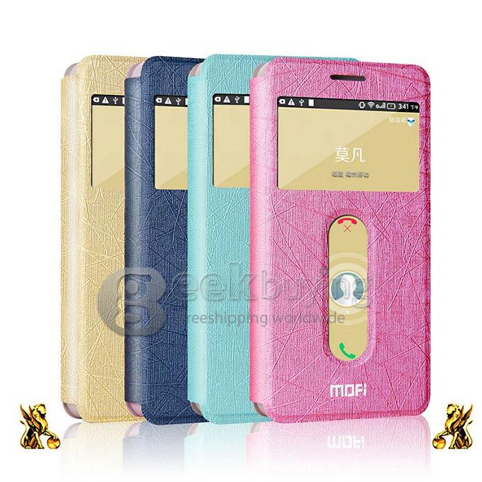 MOFI Rui Series PolyCarbonate Flip Stand Cover Leather Case for Lenovo S850 - Sky Blue