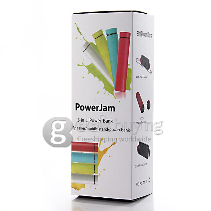 3 IN 1 Portable 4000mAh Power Bank Battery Charger + Speaker + Stand for Smartphone - Black