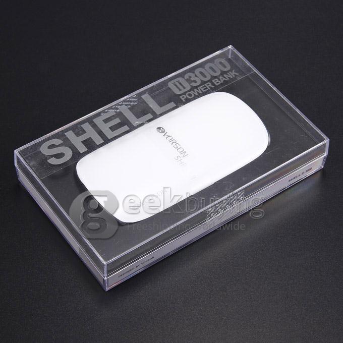 Vorson SHELL II 3000mAh 8mm Ultra Slim Power Bank External Li-polymer Battery 1.5A for iPhone iPad Smartphone - White