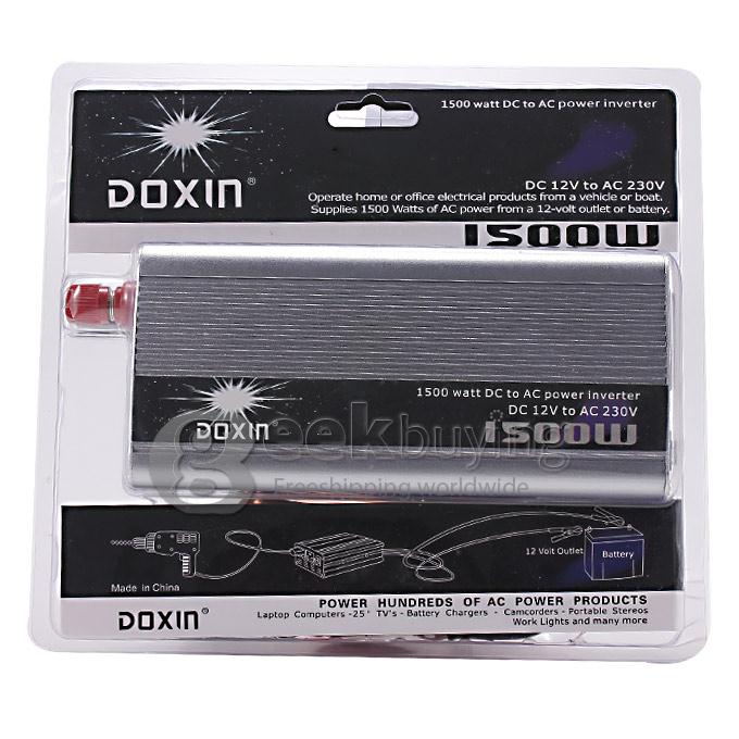 DOXIN Car Charger 1500W WATT DC 12V to AC 220V 50Hz Car Power Inverter Converter Transformer Power Supply