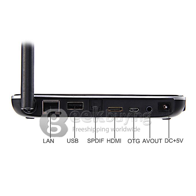 CS918 RK3188T Quad Core Android 4.2 Mini TV Box HDMI HDD Player 1G/8G Bluetooth External Wifi Antenna - Black