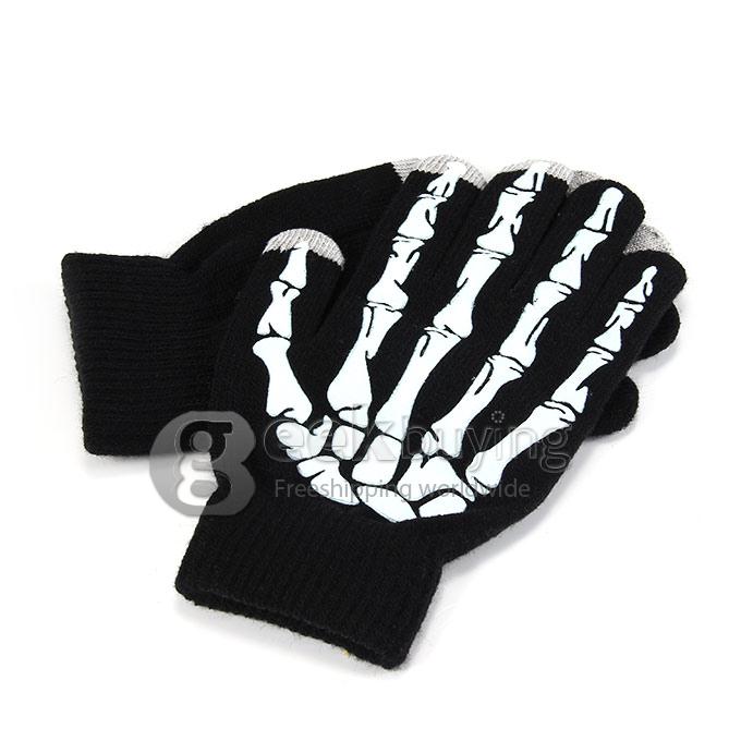 Unisex Magic Skull Capacity Touch Screen Gloves Texting Stretch Winter Knit for Smartphone Iphone Tablet - Light Blue